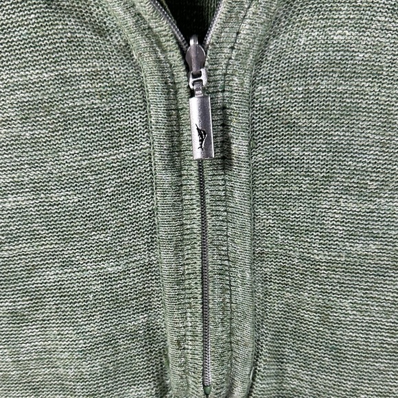 Tommy Bahama Olive Zip-Up Long Sleeve Sweater Size Mens Medium Linen Cotton - Picture 3 of 7